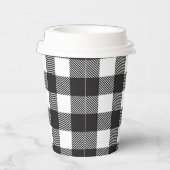 Black White Buffalo Gingham Check Pset Holiday Papieren Bekers (Rechts)