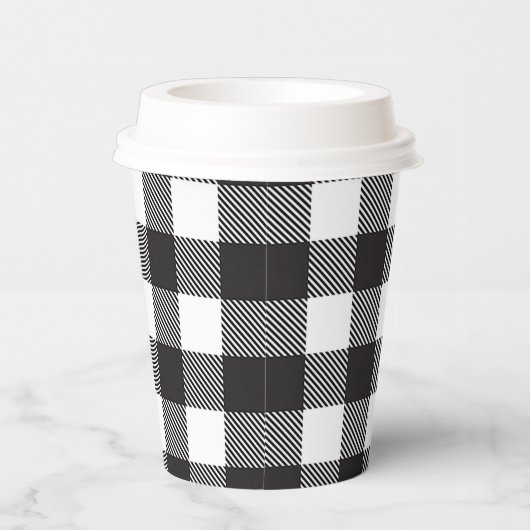 Black White Buffalo Gingham Check Pset Holiday Papieren Bekers (Rechts)