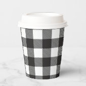 Black White Buffalo Gingham Check Pset Holiday Papieren Bekers (Voorkant)