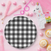 Black White Buffalo Gingham Check Pset Holiday Papieren Bordje (Feest)
