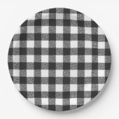 Black White Buffalo Gingham Check Pset Holiday Papieren Bordje (Voorkant)