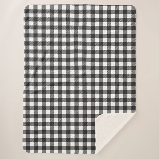 Black White Buffalo Gingham Check Pset Holiday Sherpa Deken (Voorkant)