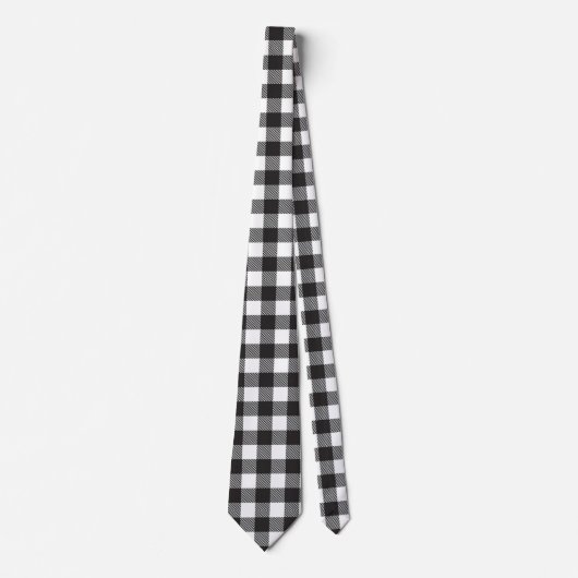 Black White Buffalo Gingham Check Pset Holiday Stropdas (Voorkant)