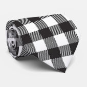 Black White Buffalo Gingham Check Pset Holiday Stropdas (Opgerold)