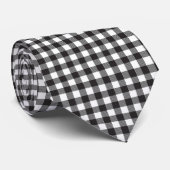 Black White Buffalo Gingham Check Pset Holiday Stropdas (Opgerold)