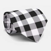 Black White Buffalo Gingham Check Pset Holiday Stropdas (Opgerold)