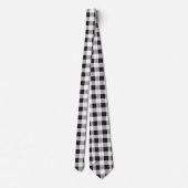 Black White Buffalo Gingham Check Pset Holiday Stropdas (Achterkant)