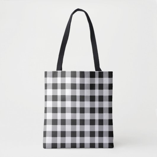 Black White Buffalo Gingham Check Pset Holiday T Tote Bag (Voorkant)