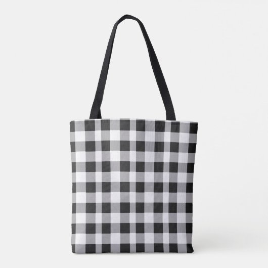 Black White Buffalo Gingham Check Pset Holiday T Tote Bag (Achterkant)
