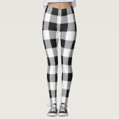Black White Buffalo Gingham Check Pset Holiday Th Leggings (Voorkant)
