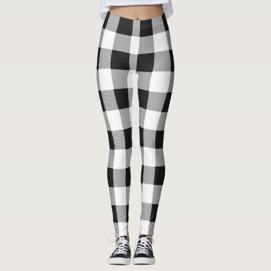 Black White Buffalo Gingham Check Pset Holiday Th Leggings (Voorkant)