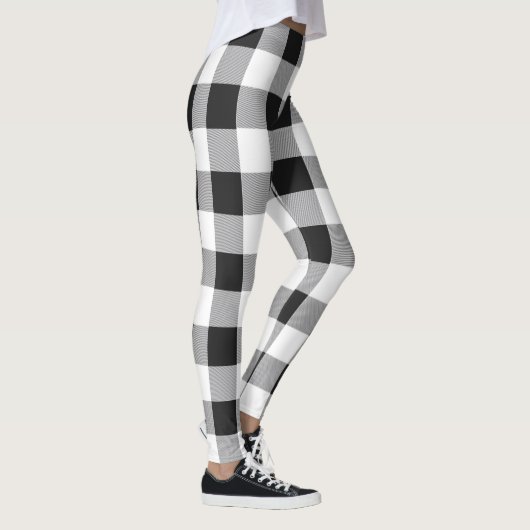Black White Buffalo Gingham Check Pset Holiday Th Leggings (Rechts)