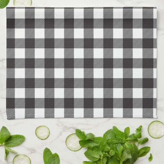 Black White Buffalo Gingham Check Pset Holiday Theedoek (Gevouwen)
