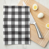 Black White Buffalo Gingham Check Pset Holiday Theedoek (Quarter Fold)