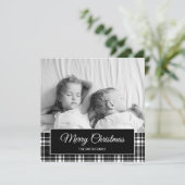 Black White Buffalo met kerstfeestdag foto Feestdagenkaart (Staand voorkant)