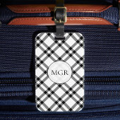 Black & White Buffalo Plaid Bagagelabel