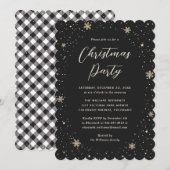 Black White Buffalo Plaid Christmas Party Kaart (Voorkant / Achterkant)