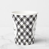 Black White Buffalo Plaid Familie Kerstfeest Papieren Bekers (Rechts)