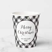 Black White Buffalo Plaid Familie Kerstfeest Papieren Bekers (Voorkant)
