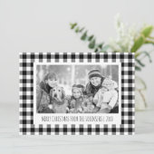 Black & White Buffalo Plaid Photo Christmas Feestdagenkaart (Staand voorkant)