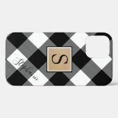 Black White Buffalo Plakte Monogram Script Naam Case-Mate iPhone Case (Achterkant (horizontaal))