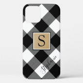 Black White Buffalo Plakte Monogram Script Naam Case-Mate iPhone Case (Achterkant)