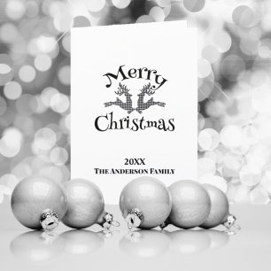 Black White Buffalo Pset Custom Photo Reindeer Feestdagen Kaart