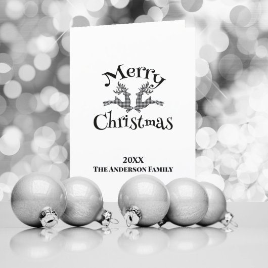 Black White Buffalo Pset Custom Photo Reindeer Feestdagen Kaart