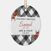 Black White Buffalo Pset First Kerstmis Keramisch Ornament (Rechts)