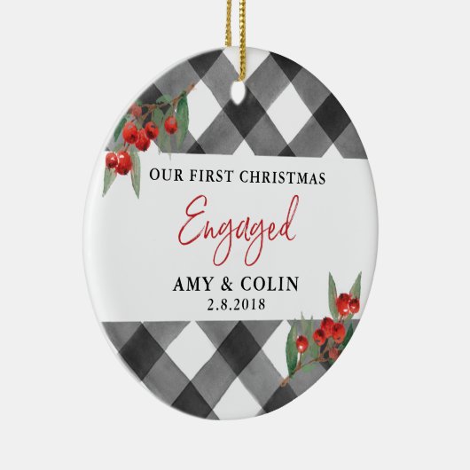 Black White Buffalo Pset First Kerstmis Keramisch Ornament (Rechts)