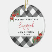 Black White Buffalo Pset First Kerstmis Keramisch Ornament (Links)