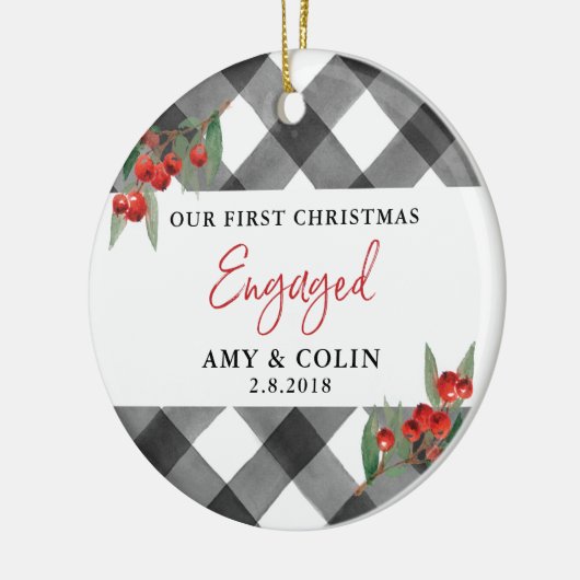 Black White Buffalo Pset First Kerstmis Keramisch Ornament (Links)