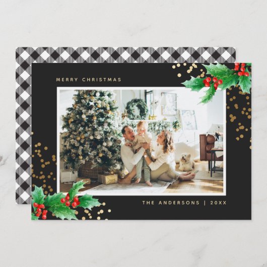 Black White Buffalo Pset Holly Feestdagenkaart (Voorkant / Achterkant)