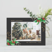 Black White Buffalo Pset Holly Feestdagenkaart (Staand voorkant)