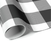 Black White Buffalo Pset Tartan Patroon Kerstmis Cadeaupapier (Rol Hoek)