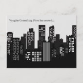 Black White Building Skyline Business Moving Aankondigingskaart (Voorkant)
