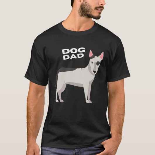 Black & White Bull Terrier Dog Dad T-shirt (Voorkant)