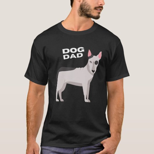 Black & White Bull Terrier Hond Papa T-shirt (Voorkant)