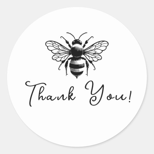 Black & White Bumble Bee minimaal Ronde Sticker (Voorkant)