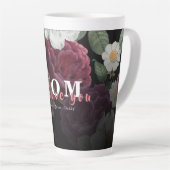 Black White Burgundy Floral Custom Monogram Love Latte Mok (Rechterhoek)