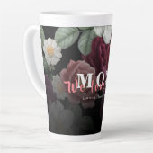 Black White Burgundy Floral Custom Monogram Love Latte Mok (Linkerhoek)