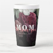 Black White Burgundy Floral Custom Monogram Love Latte Mok (Voorkant)