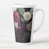 Black White Burgundy Floral Custom Monogram Love Latte Mok (Rechts)
