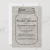 Black White Burlap Mason Jar Vrijgezellenfeest Inv Kaart (Voorkant)