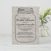 Black White Burlap Mason Jar Vrijgezellenfeest Inv Kaart (Staand voorkant)
