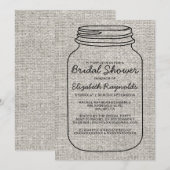 Black White Burlap Mason Jar Vrijgezellenfeest Inv Kaart (Voorkant / Achterkant)