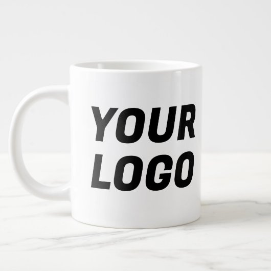 Black & White Business Company Logo CUSTOM Jumbo Grote Koffiekop (Links)