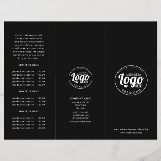 Black & White Business Logo Drievoudige Brochure (Voorkant)