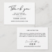 Black & White Business Logo Hartelijk dank Product Visitekaartje (Voorkant / Achterkant)
