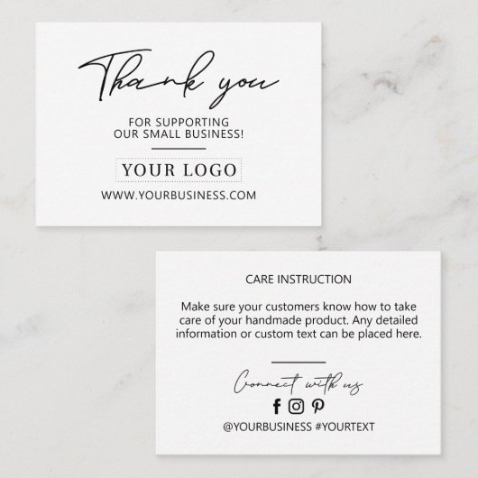 Black & White Business Logo Hartelijk dank Product Visitekaartje